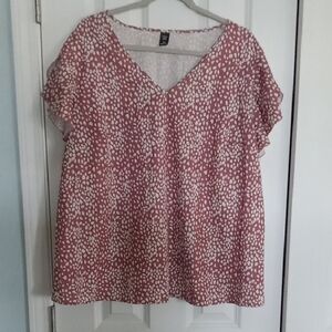 SHEIN Mauve and Cream Spotted Blouse